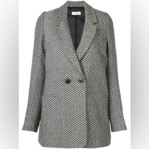 Anine Bing Fishbone Blazer Black and White